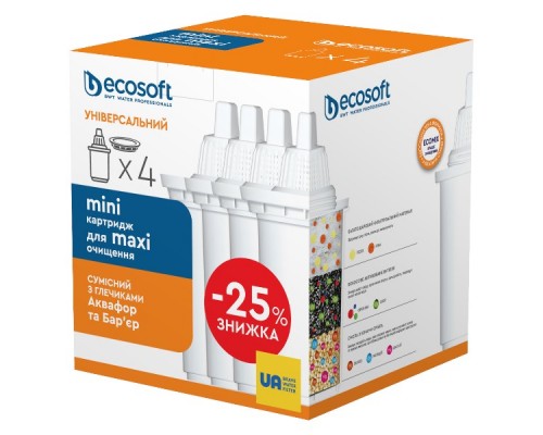Комплект ECOSOFT универсальных картриджей 3+1 для фильтров-кувшинов.