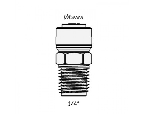Фітінг прямий 4MC4 (трубка Ø6мм - різьба 1/4'') 