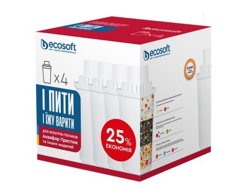 Комплект картриджей 3+1 ECOSOFT для фильтров-кувшинов Аквафор (CRVK4AQRECO)